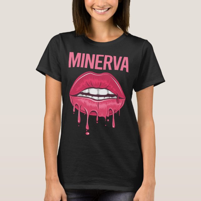 Camiseta Lips rosadas - Nombre Minerva (Anverso)