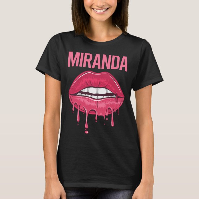 Camiseta Lips rosadas - Nombre Miranda (Anverso)