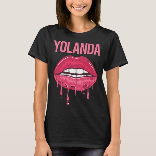 Camiseta Lips rosadas - Nombre Yolanda (Anverso)