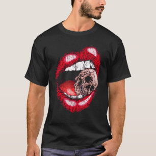 Camiseta Lips Teeth Biting Skull