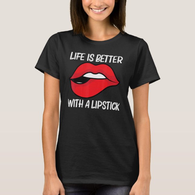 Camiseta Lipstick De Guay Para Hombres Mujeres Maquillaje C (Anverso)