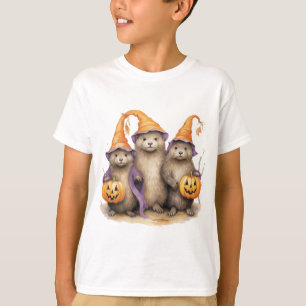 Camiseta Lira de Halloween de nutria Jack-o-lantern