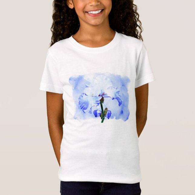 Camiseta Lirio Barbádo - Azul y Blanco (Anverso)