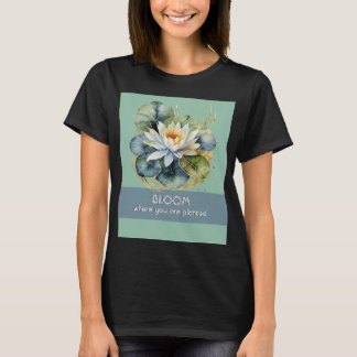 Camiseta Lirio de Agua Verde Planta Flor Preciosa Elegante