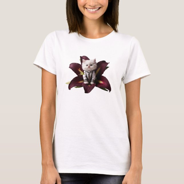 Camiseta Lirio gato blanco persa (Anverso)