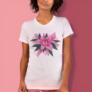 Camiseta Lirio rosa floreciente con corazón suave
