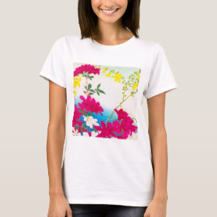 Camiseta Lirios japoneses de día - magenta, azul amarillo