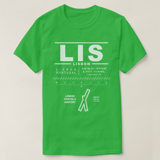 Camiseta LIS del aeropuerto Portela de Lisboa (Diseño del anverso)