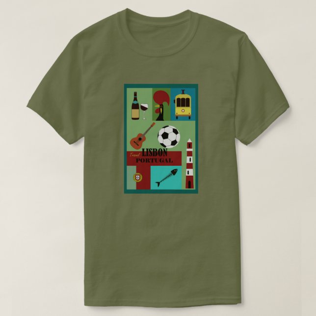 Camiseta Lisboa Portugal Viajes de época (Diseño del anverso)