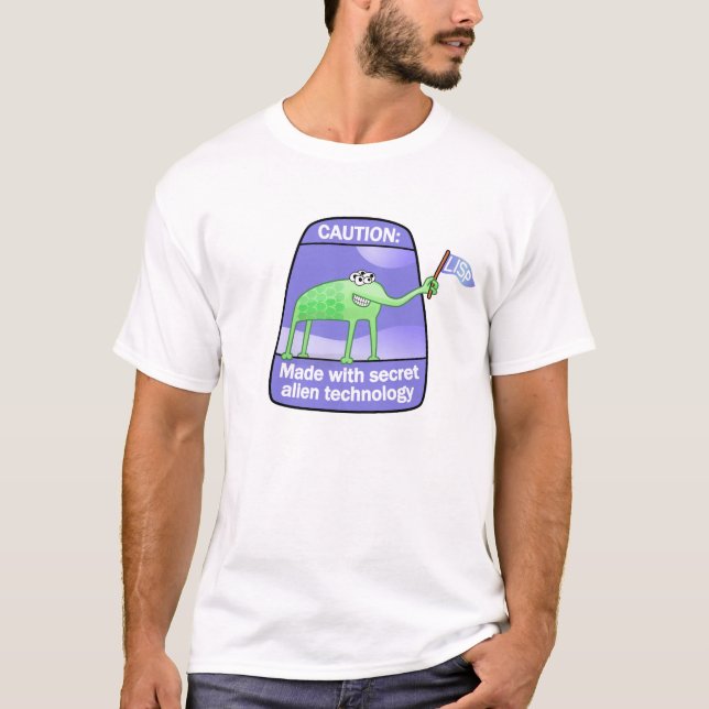 Camiseta Lisp: Hecho con tecnología extranjera secreta (Anverso)