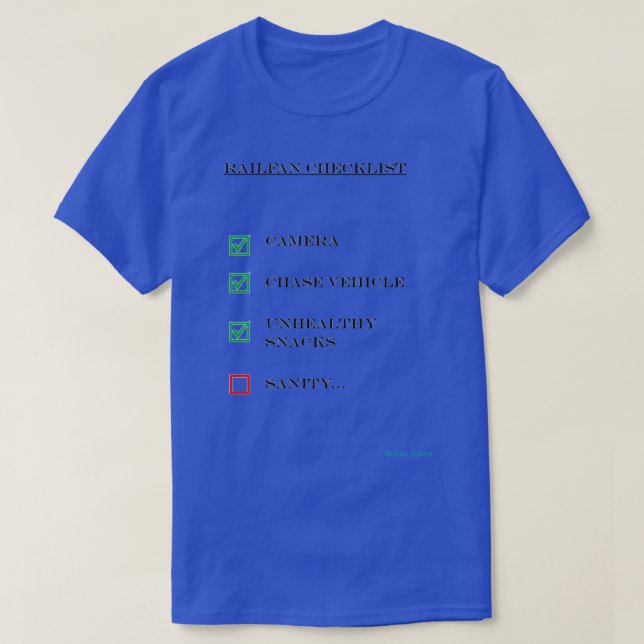 Camiseta Lista de comprobación de ferrocarriles (Diseño del anverso)