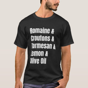 Camiseta Lista de Ingredientes de Ensalada César Receta Div