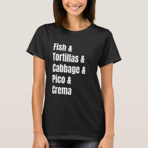 Camiseta Lista de Ingredientes de Tacos de Pescado Baja Rec