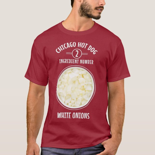 Camiseta Lista de ingredientes para perros calientes estilo (Anverso)