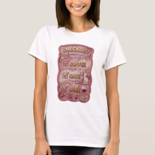 CAMISETA LISTA DE LO QUE NECESITO EN LA VIDA CAFE GATOS VI 