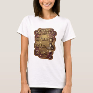 CAMISETA LISTA DE LO QUE NECESITO EN LA VIDA CAFE GATOS VI 