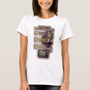 CAMISETA LISTA DE LO QUE NECESITO EN LA VIDA GATOS VINO ASE