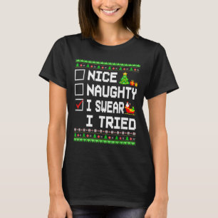 Camiseta Lista de Navidad Niños Buena Mala Lo Juro Intenté