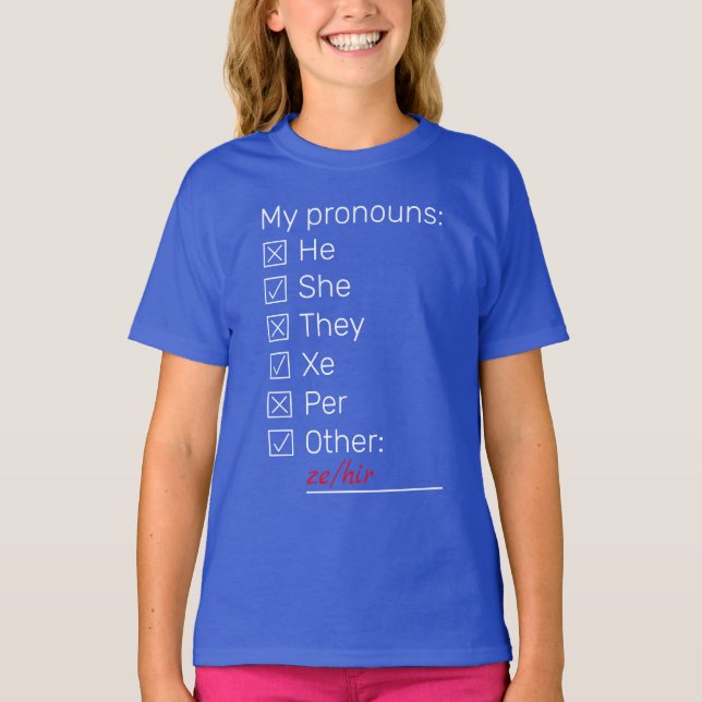 Camiseta Lista de neopronombres (Anverso)