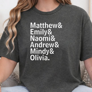 Camiseta Lista de nombres de familia personalizados Texto d