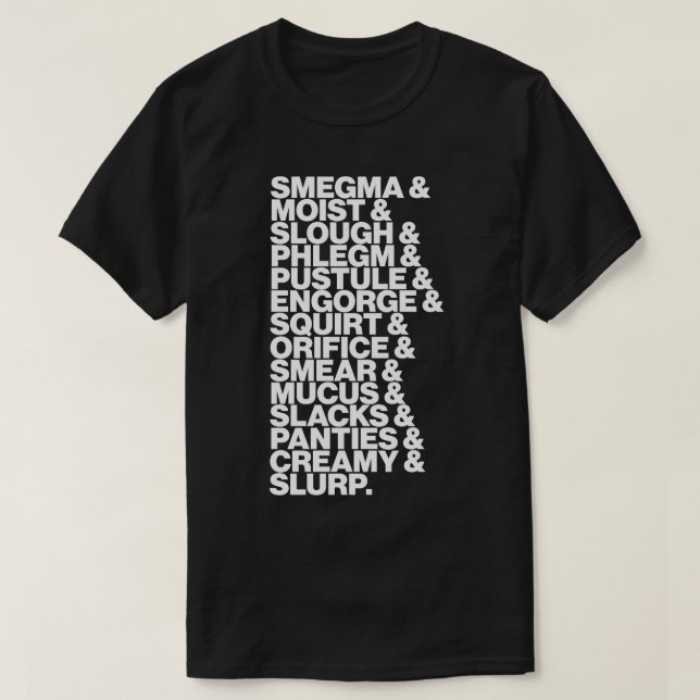 Camiseta Lista de palabras de sondeo bruto (Diseño del anverso)