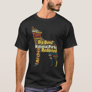 Camiseta Lista De Parques Nacionales De Word Cloud - Lista 