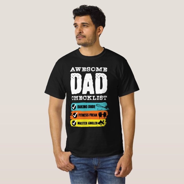Camiseta Lista de verificación de papá increíble Divertido  (Anverso completo)