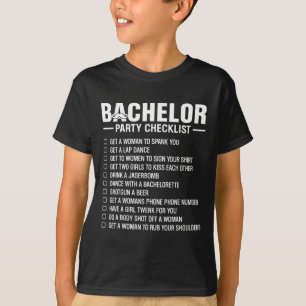 Camiseta Lista de verificación para la despedida de soltero