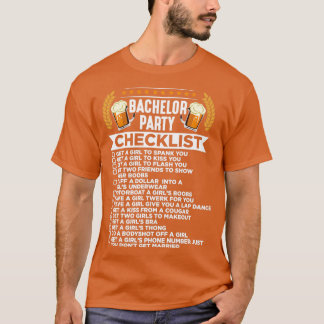 Camiseta Lista de verificación para la despedida de soltero