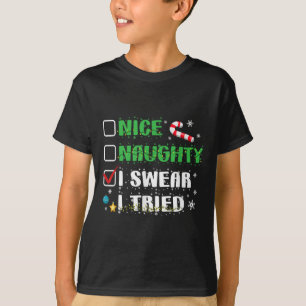 Camiseta Lista Divertida De Navidad Bonito Travieso Juro Qu