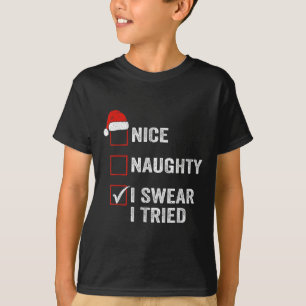Camiseta Lista Divertida De Navidad Bonito Travieso Juro Qu