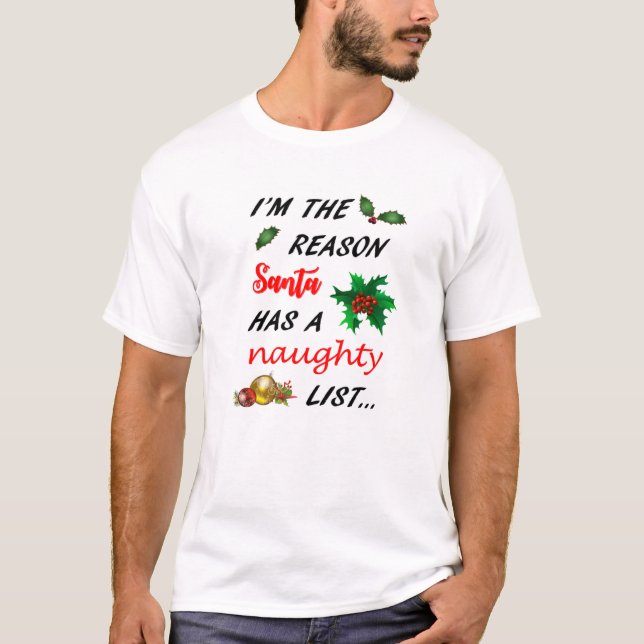 Camiseta Lista traviesa de Santa (Anverso)