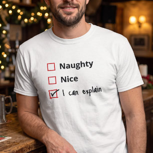 Camiseta Lista traviesa divertida de Navidad con casilla de