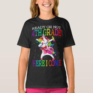 Camiseta Listo O No 4º Grado Aquí Vengo Unicorn