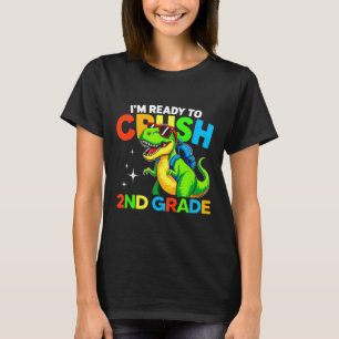 Camiseta Listo Para Aplastar 2do Grado Dinosaurio Primer Dí