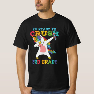 Camiseta Listo para Aplastar 3er Grado Unicornio Lindo Escu