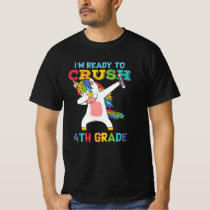 Camiseta Listo para Aplastar 4to Grado Unicornio Regreso a