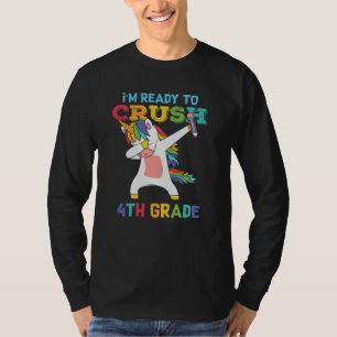 Camiseta Listo para Aplastar 4to Grado Unicornio Regreso a