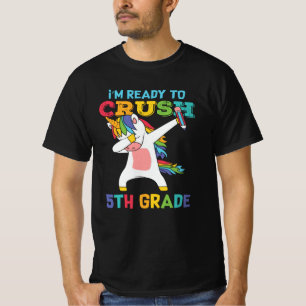 Camiseta Listo para Aplastar 5to Grado Unicornio Lindo Escu