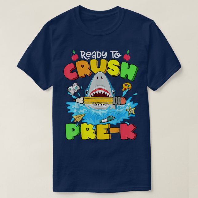 Camiseta Listo Para Aplastar A Los Tiburones Preuniversitar (Diseño del anverso)