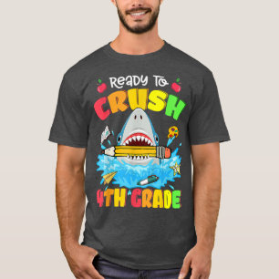 Camiseta Listo para aplastar al tiburón de 4º grado de vuel