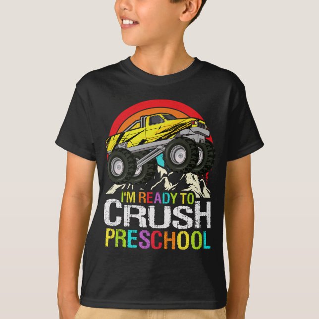 Camiseta Listo para aplastar camión de monstruo de escuela  (Anverso)
