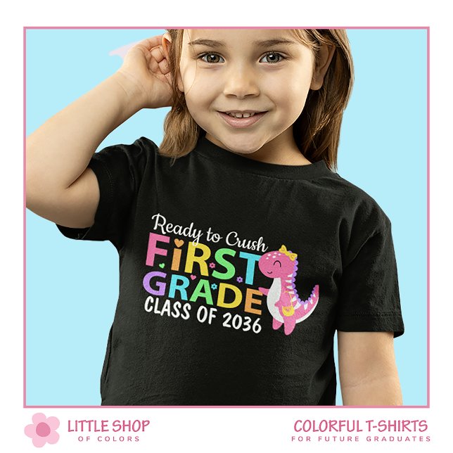 Camiseta Listo para aplastar dinosaurio de primer grado (Subido por el creador)