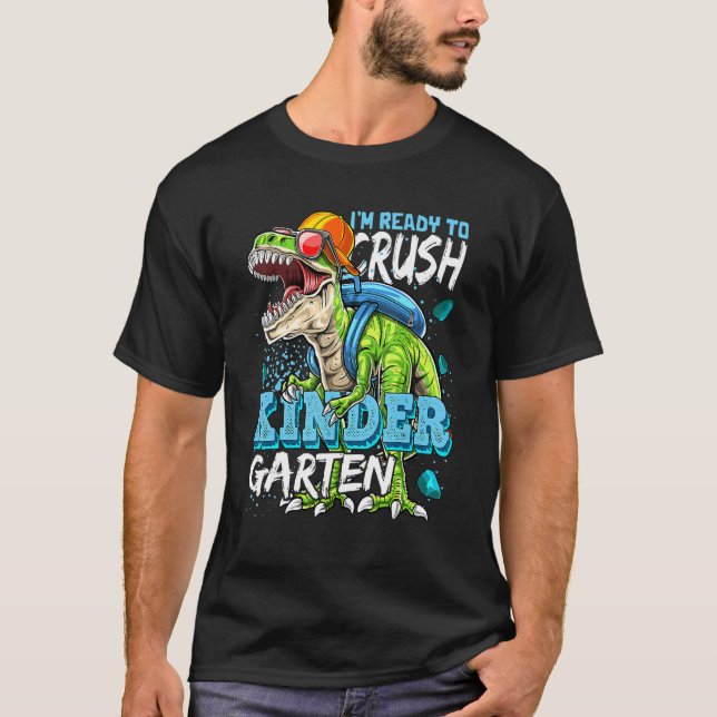Camiseta Listo Para Aplastar Dinosaurios De Jardín De Niños (Anverso)