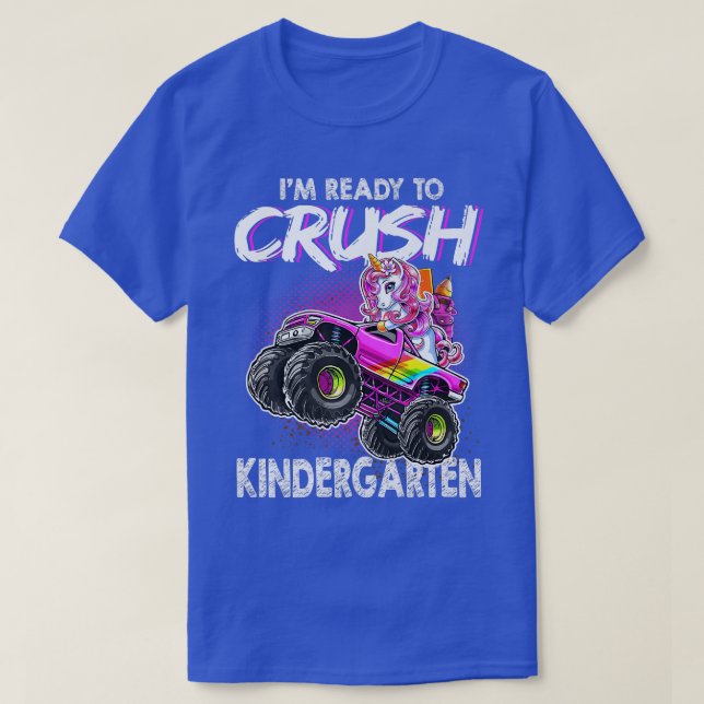 Camiseta Listo para aplastar el Kindergarten rosa Unicornio (Diseño del anverso)