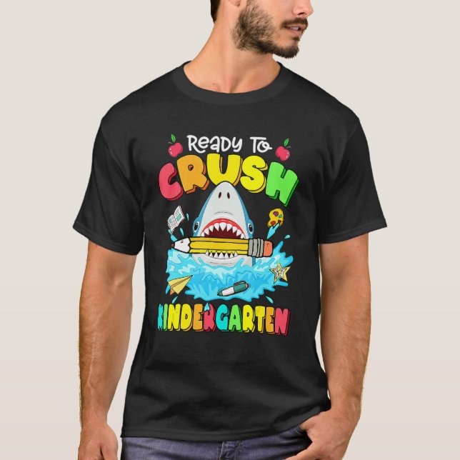 Camiseta Listo Para Aplastar La Mochila De Tiburón Infantil (Anverso)