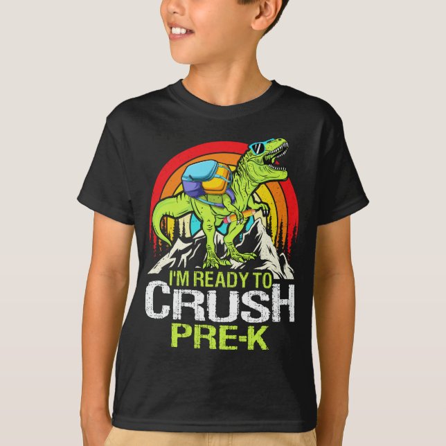 Camiseta Listo Para Aplastar Retro Previo A La Escuela Dino (Anverso)