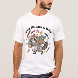 Camiseta Listo Para Aprender y Prosperar Mapache Lindo De V