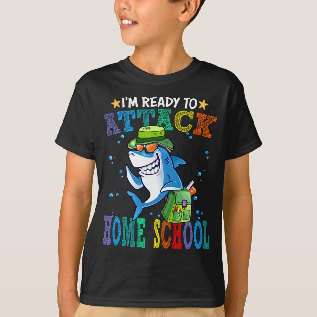Camiseta Listo Para Atacar A La Escuela De Tiburones De Vue (Anverso)