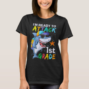 Camiseta Listo para atacar a tiburón de primer grado de vue